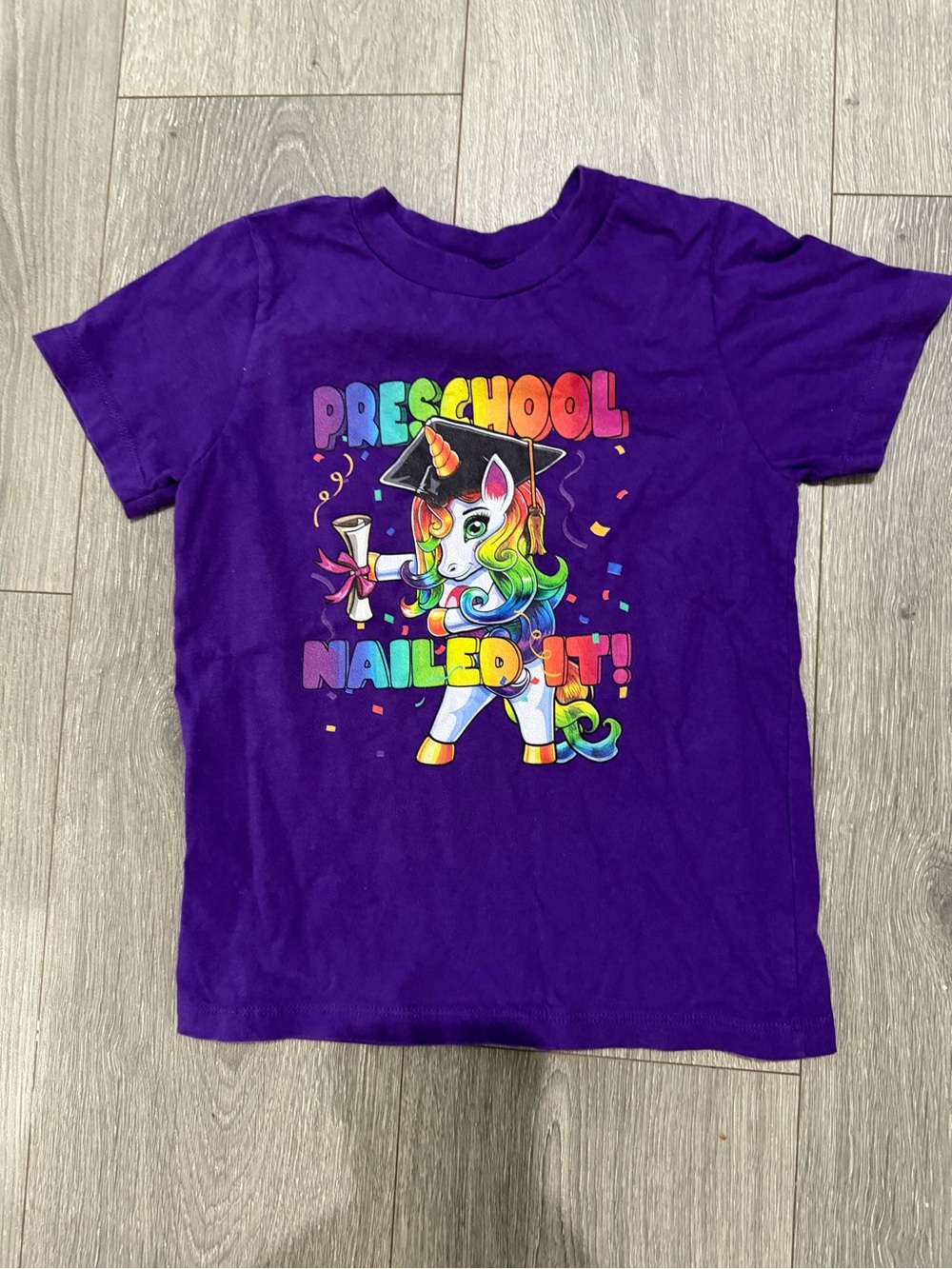 Kids Purple Preschool 'Nailed It!' Unicorn Graphic Tee size 4T